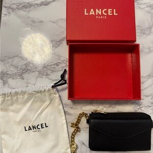 BNIB Lancel Elegant Black Wallet with Gold Chain